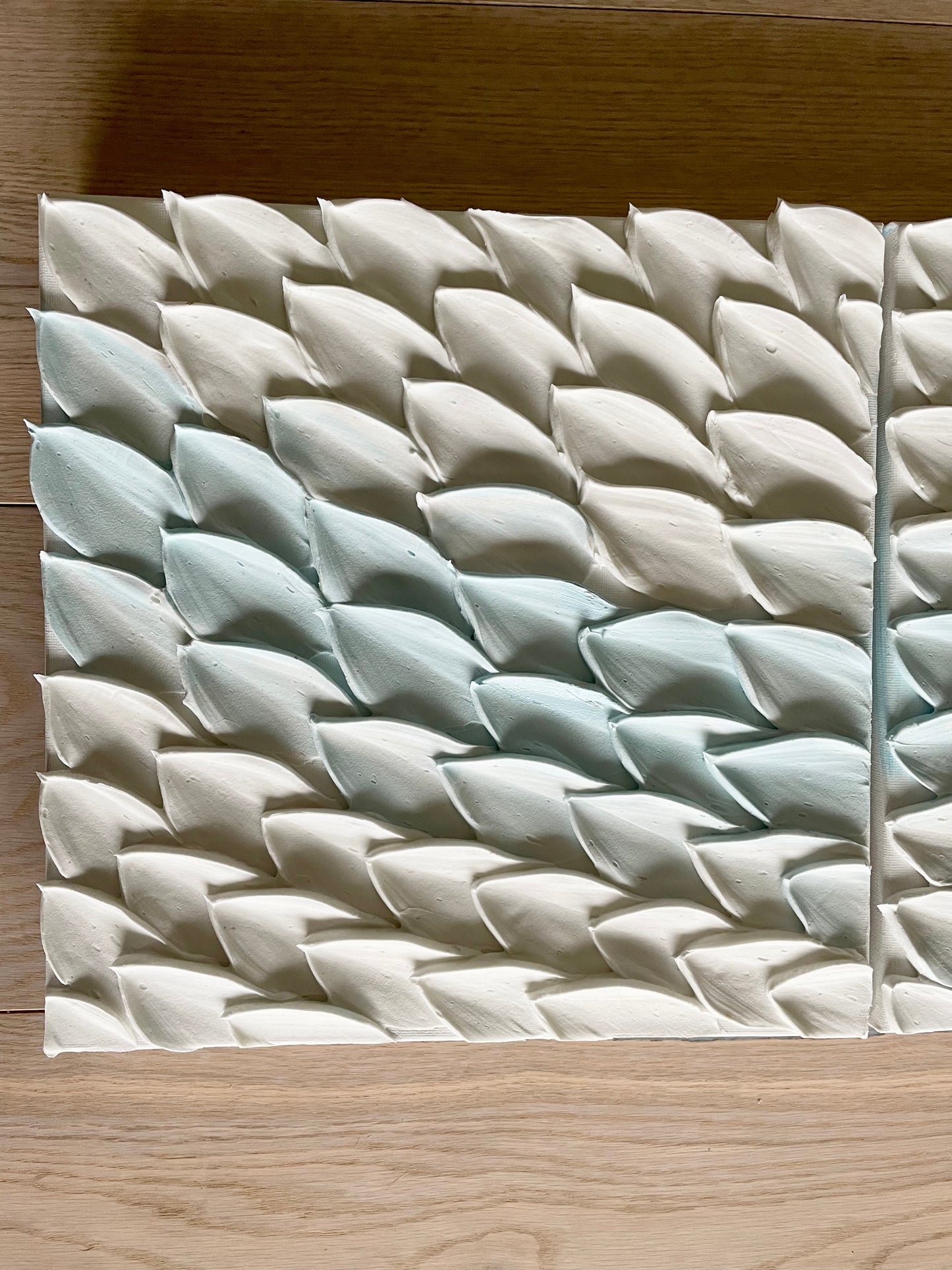 Light blue waved canvas artwork - Flexured