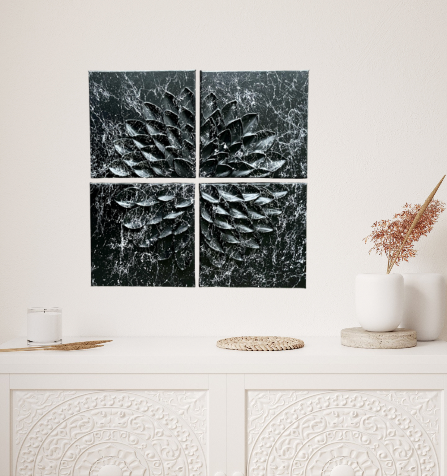 Marble look 4 frame wall art